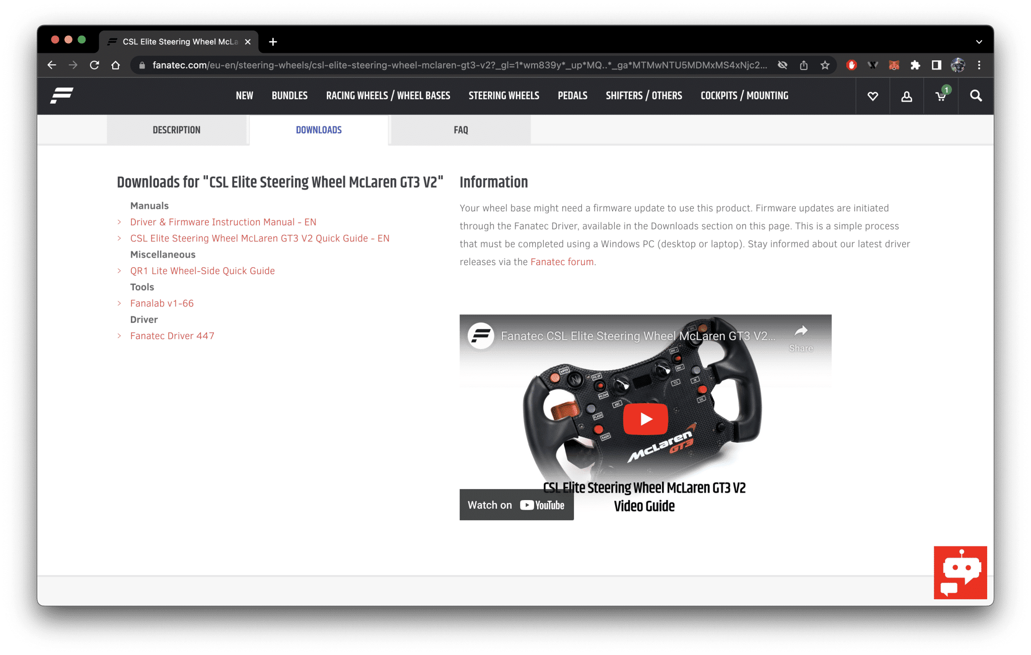 Transférer la garantie d'un produit Fanatec