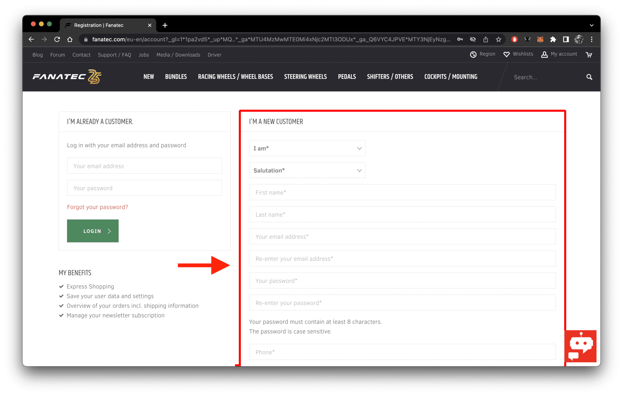 Transférer la garantie d'un produit Fanatec