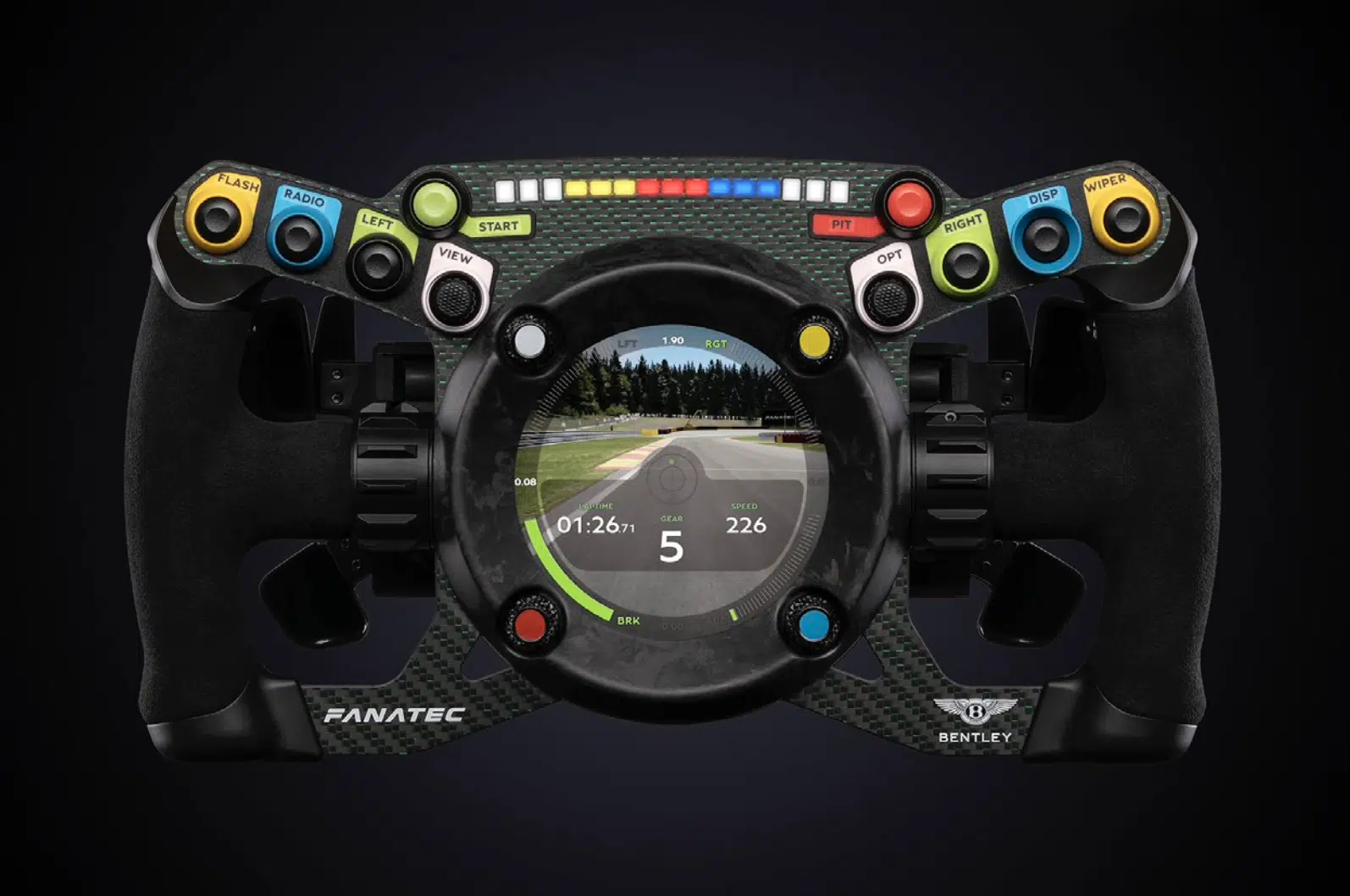 Volant Fanatec Podium Steering Wheel Bentley GT3 et son écran rotatif