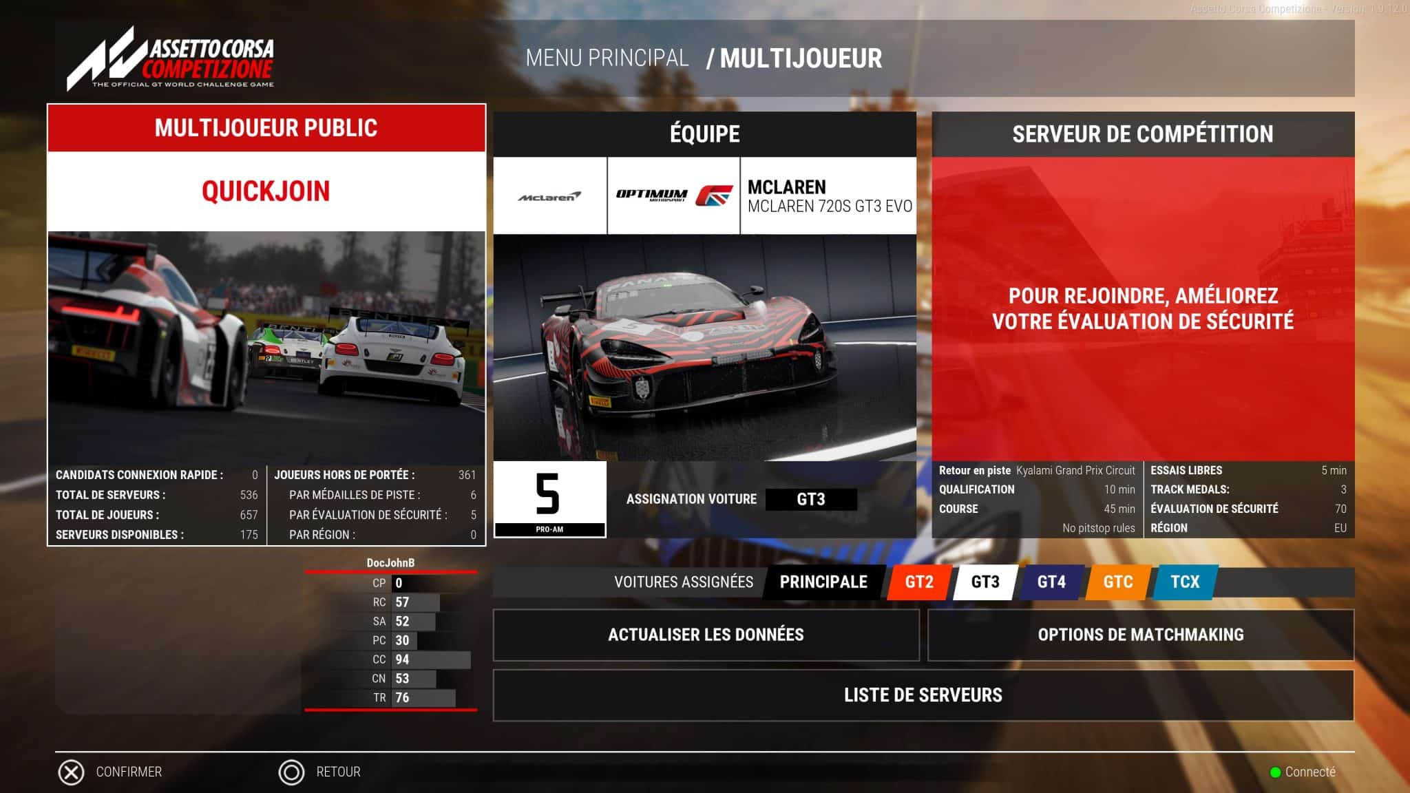 Assetto Corsa Competizione serveur compétition 