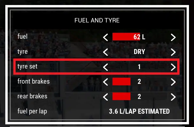 Le nombre de sets de pneus disponibles dans Assetto Corsa Competizione