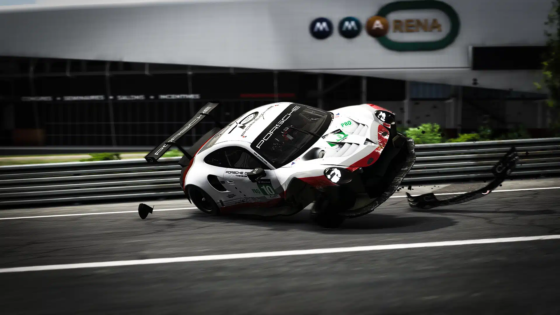 Écran de course iRacing (situation de sortie de piste)