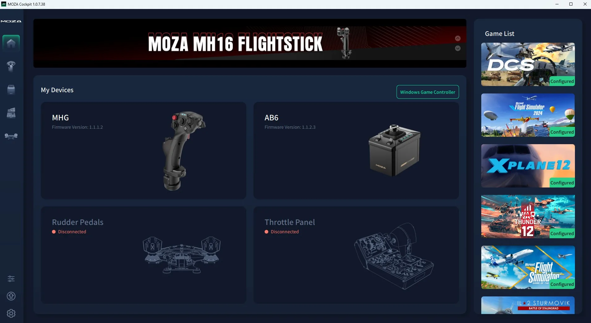 Moza AB6 Flight Simulator