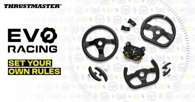 Thrustmaster EVO Racing : un volant complet, un hub, ses roues et accessoires