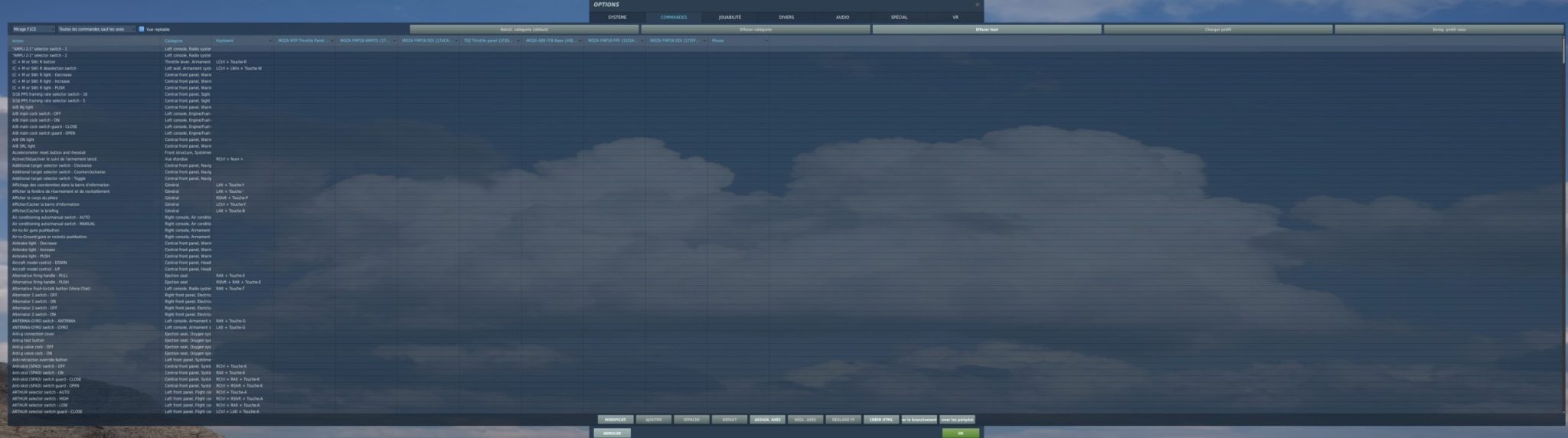 Commandes du Mirage F1CE à réaffecter une par une dans DCS World