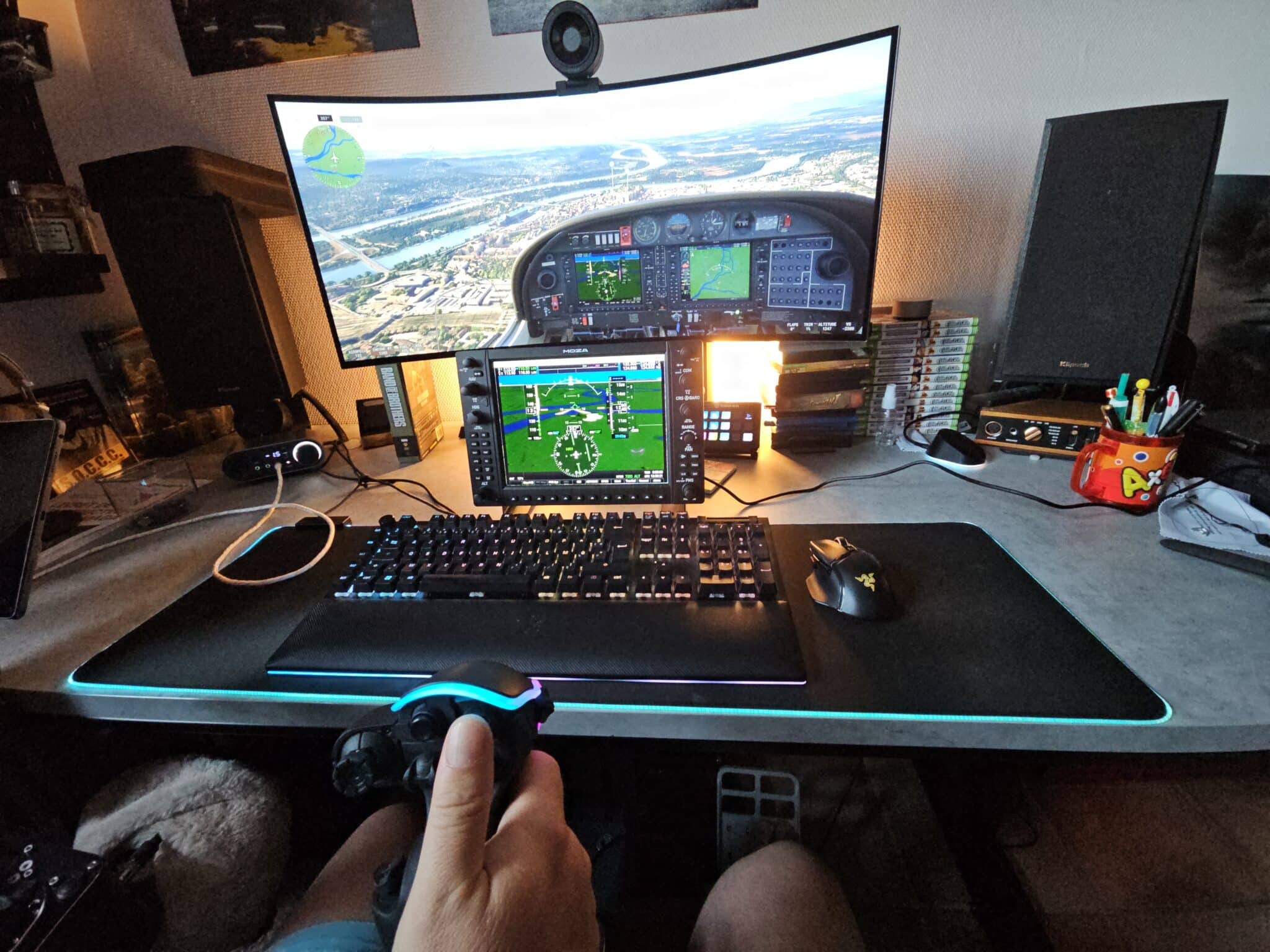 Le MOZA MGX1000 aux commandes d'un Diamond DA40NG