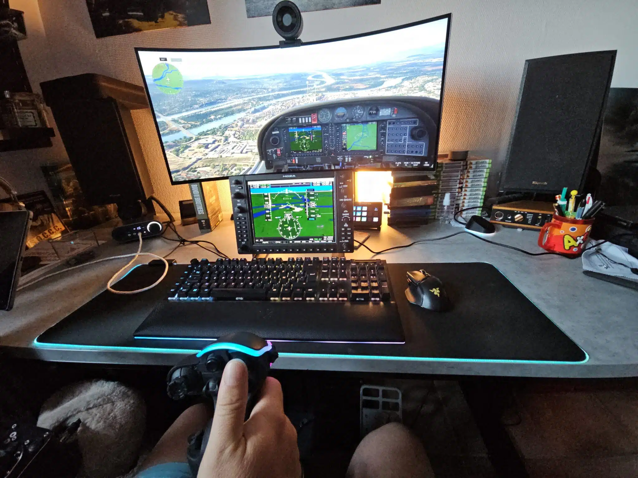 Le MOZA MGX1000 aux commandes d'un Diamond DA40NG