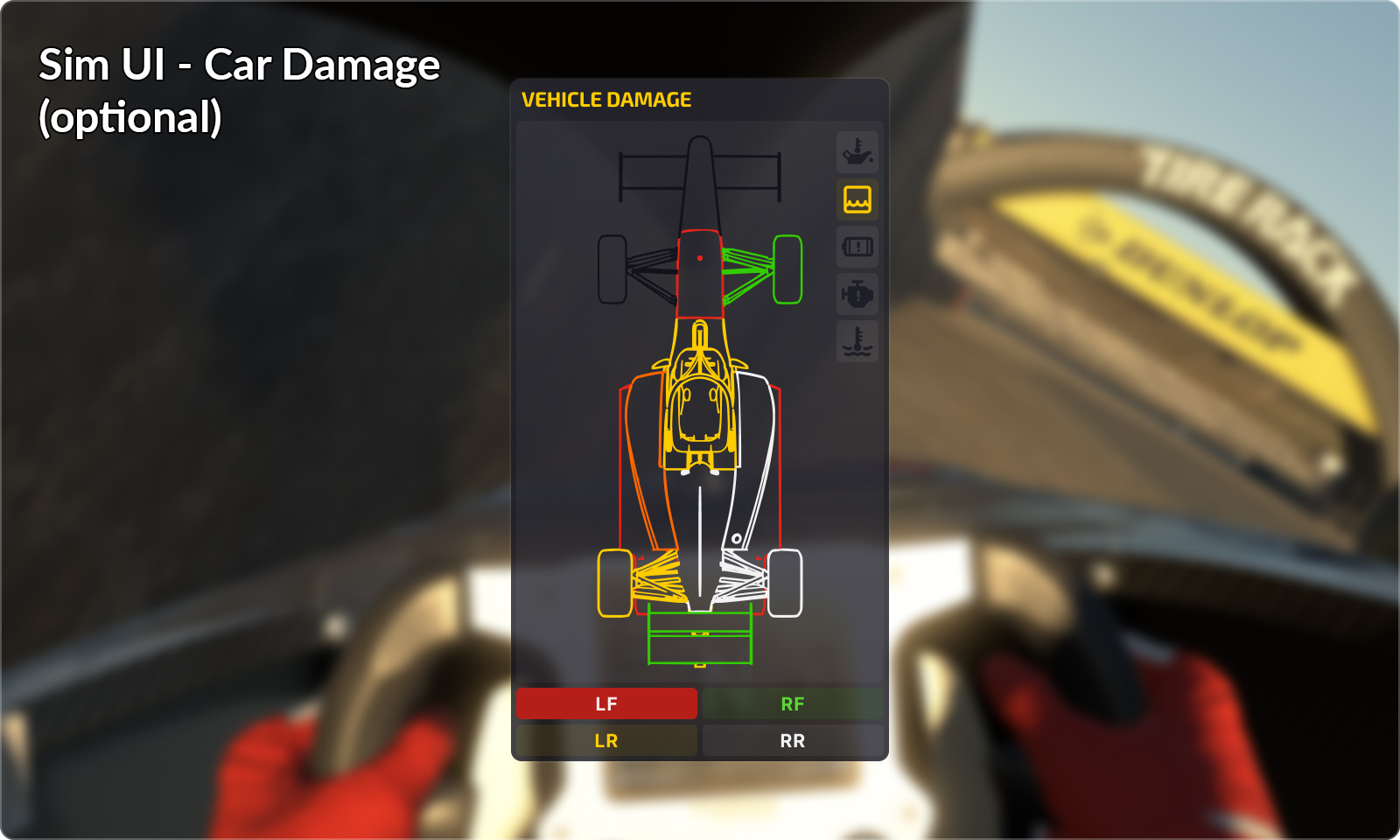 La nouvelle interface de dégâts d'iRacing