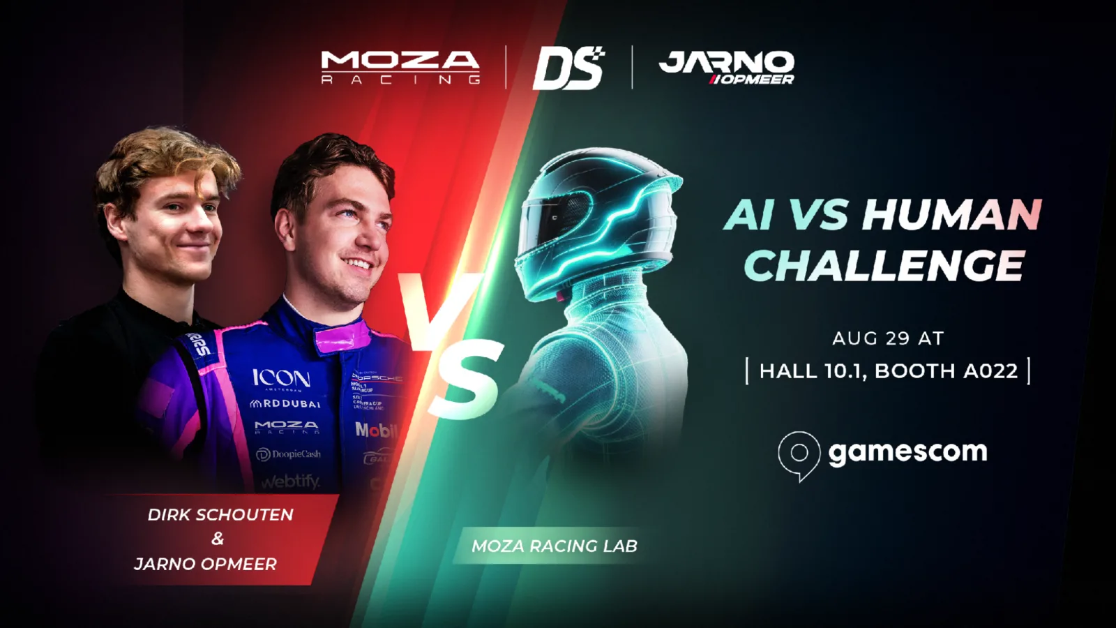 Dirk Schouten et Jarno Opmeer face à l AI Coach de Moza le 29 août à la Gamescom