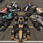 Les monoplaces de la saison 2026 alignées sur la grille dans F1 25