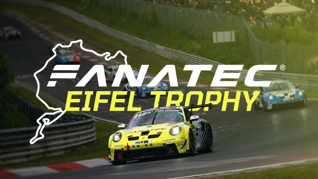 Visuel officiel de la Fanatec Eifel Trophy, avec la Porsche 911 GT3 Cup de Black Falcon au Nürburgring