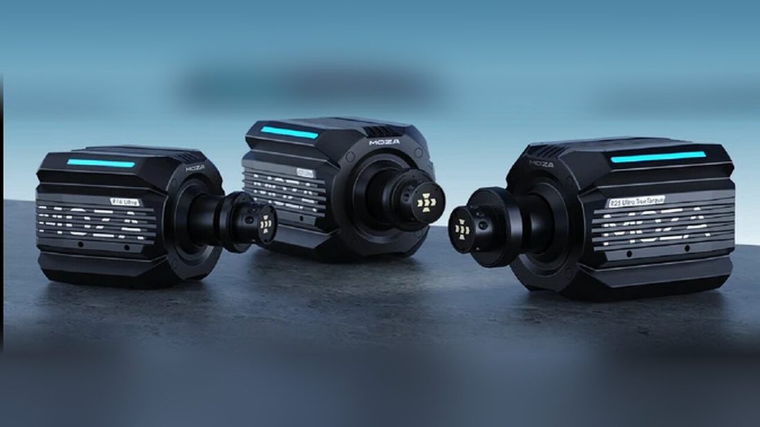 Les trois bases Moza Ultra : R16 Ultra, R21 Ultra et R25 Ultra True Torque