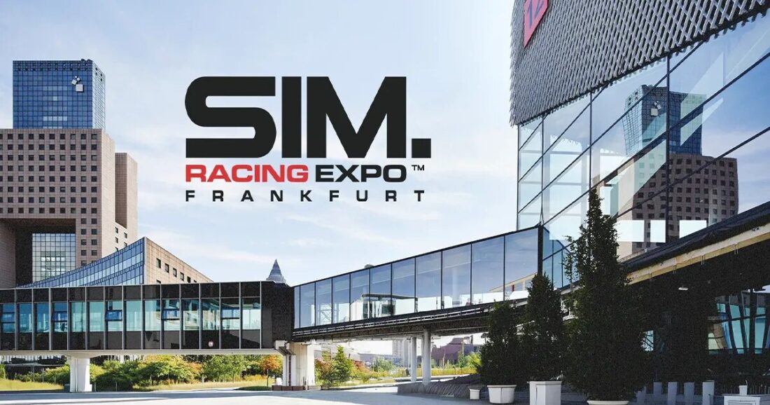 Visuel officiel de la SimRacing Expo 2026, dans le hall 12 de la Messe Frankfurt