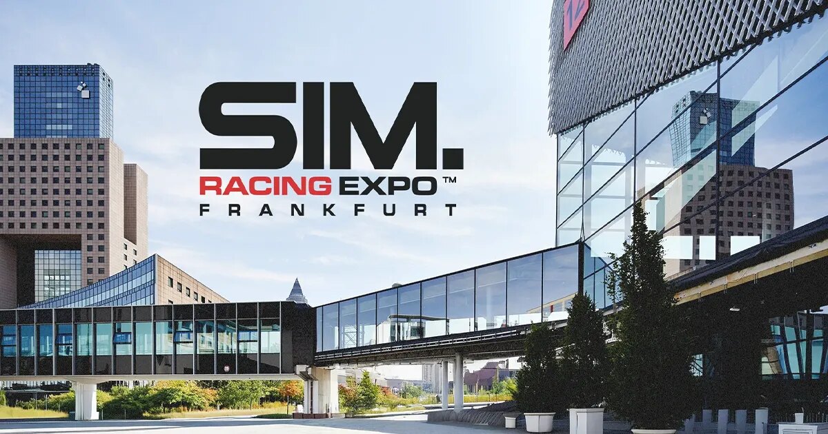 Visuel officiel de la SimRacing Expo 2026, dans le hall 12 de la Messe Frankfurt