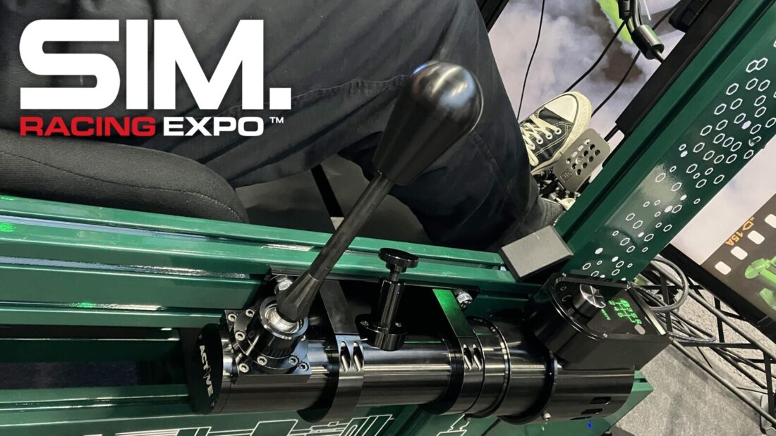 Le levier de vitesse BDH Active Shifter sur le stand de la SimRacing Expo 2026