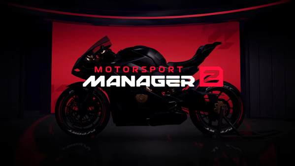La silhouette d’un superbike devant le logo de Motorsport Manager 2