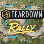 Logo Teardown Rally au-dessus d'un circuit en terre vu du ciel