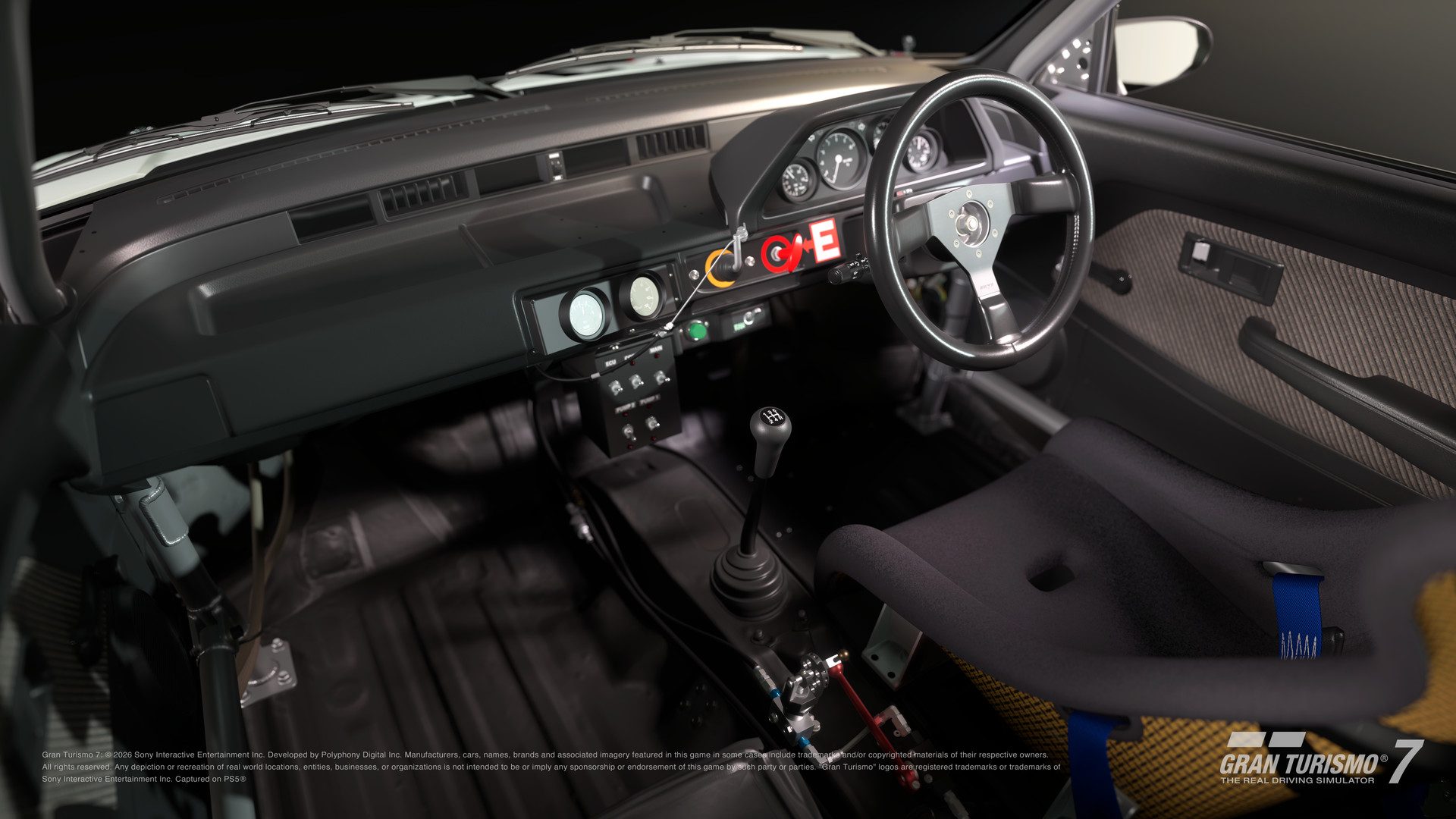 L'habitacle de course de la Honda Civic Si Group A version '87, arceau compris