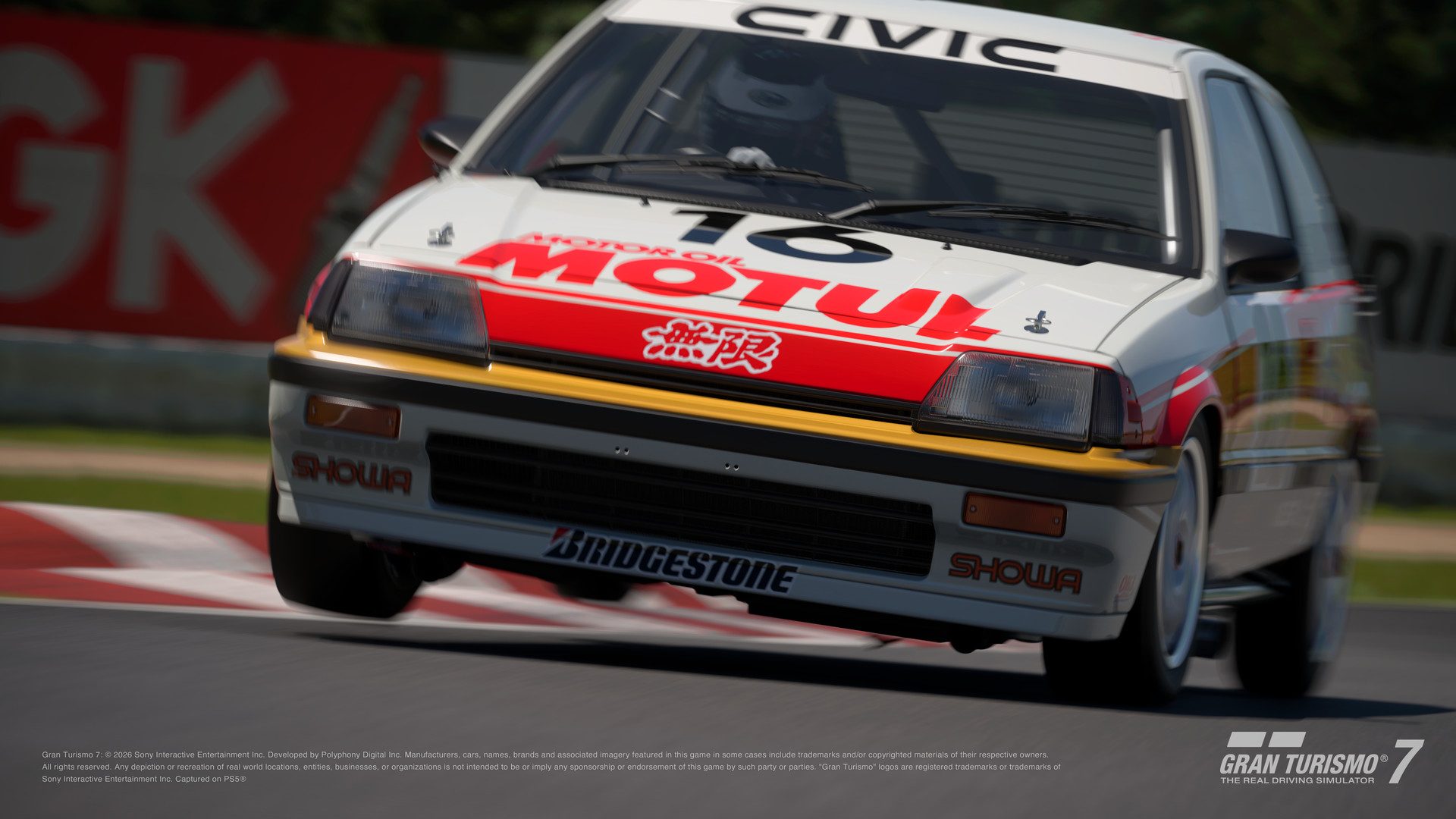 La Honda Civic Si Group A version '87 Motul en piste, vue de face