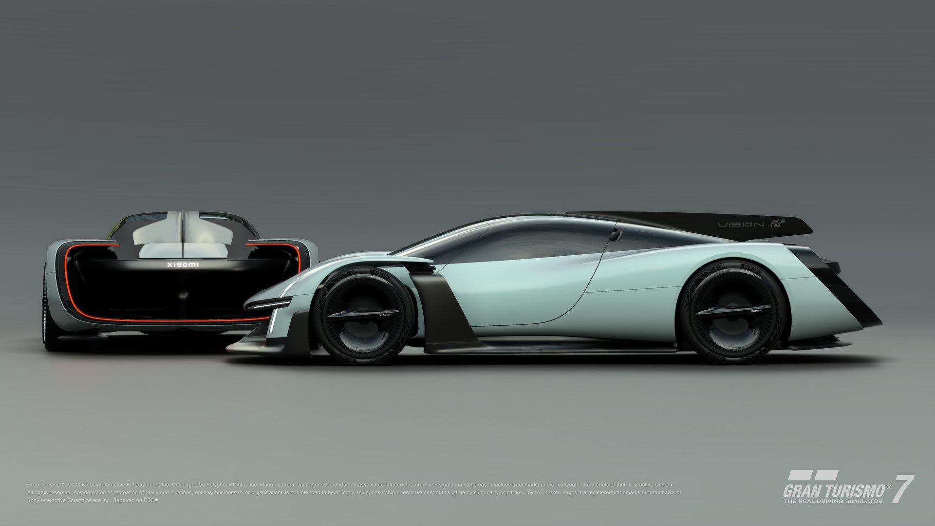 Deux vues de la Xiaomi Vision Gran Turismo en studio dans Gran Turismo 7