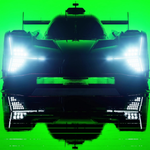 Teaser Rennsport de la Lamborghini SC63 : silhouette phares allumés sur fond vert