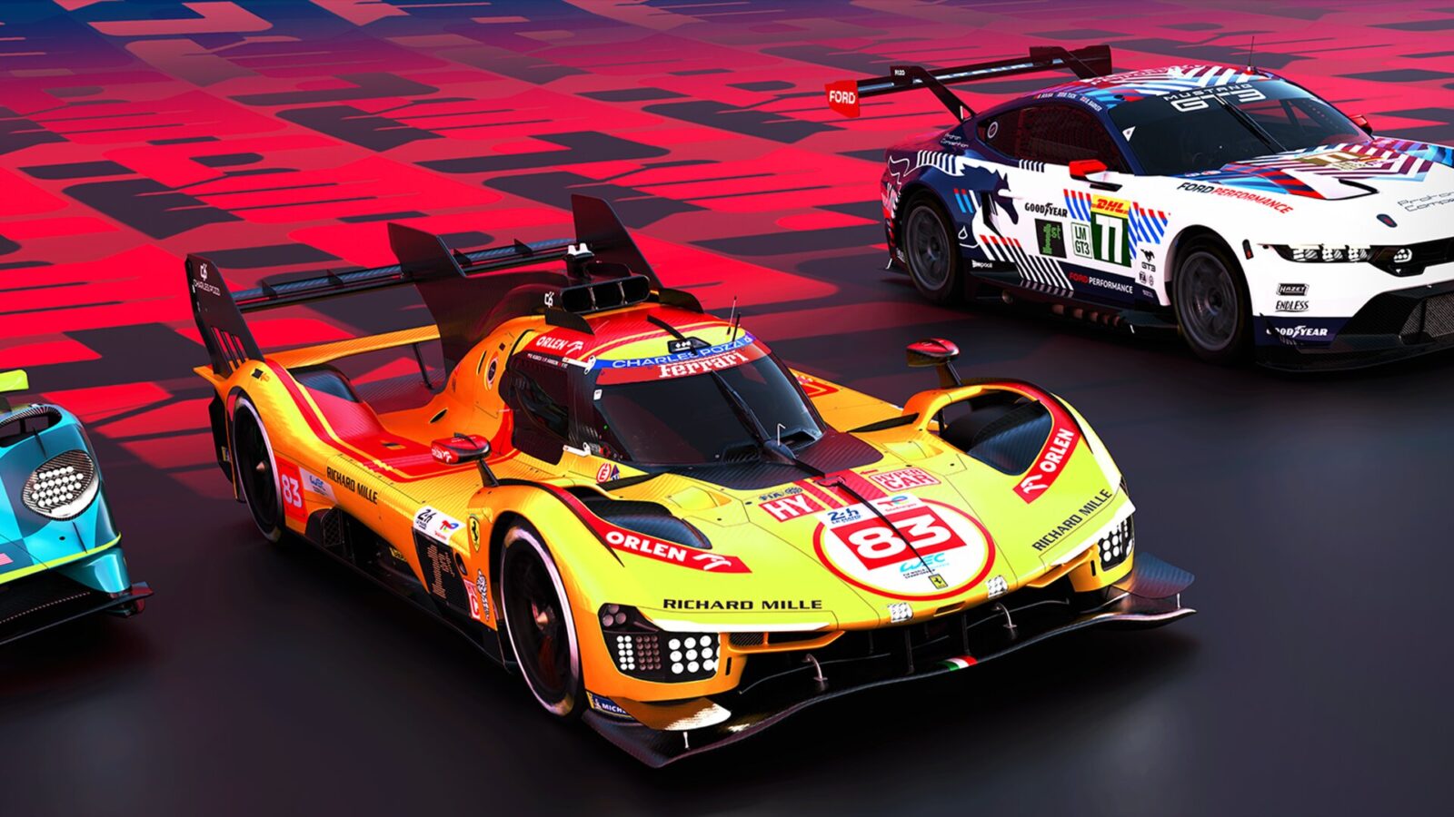 Visuel officiel « Le Mans Ultimate offert » Logitech G : la Ferrari 499P et la Ford Mustang LMGT3