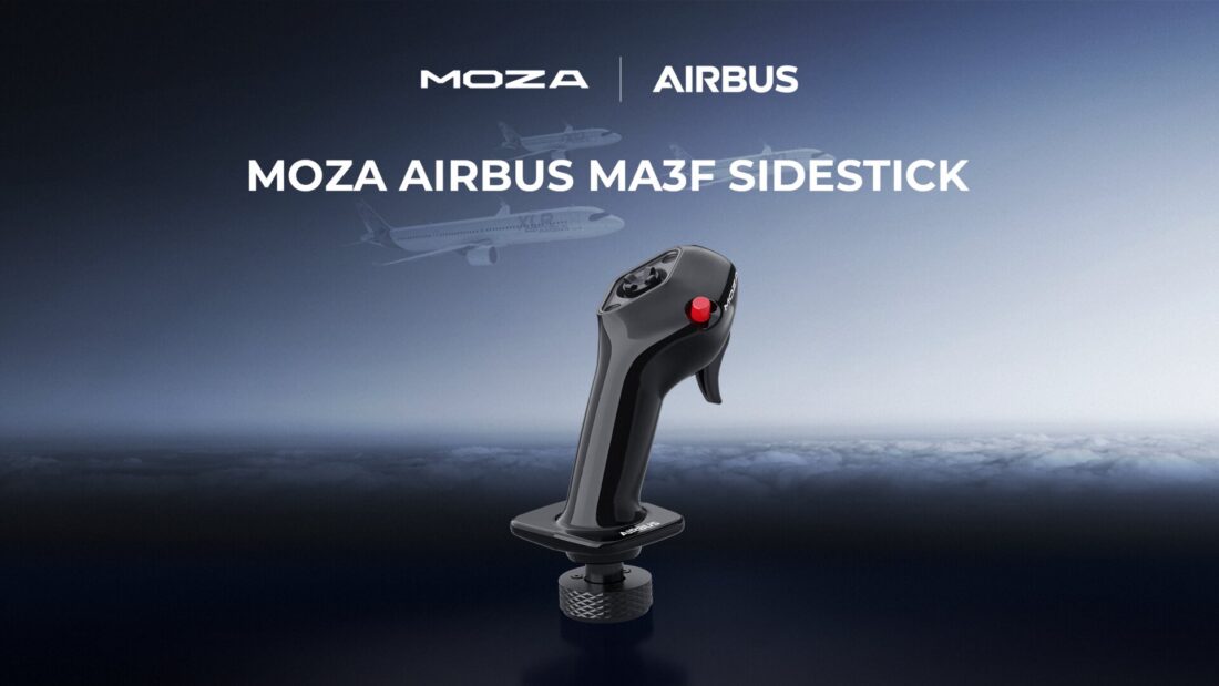 Le manche Moza Airbus MA3F Sidestick, sous licence officielle Airbus