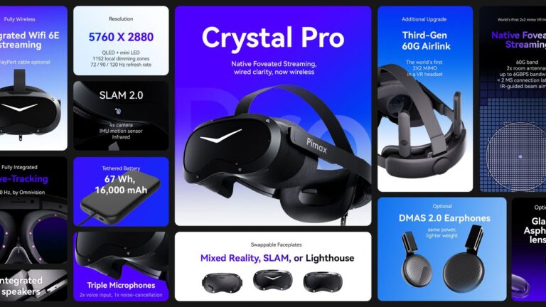 Le casque VR sans fil Pimax Crystal Pro et ses principales caractéristiques, présentés lors de l'événement Frontier 2026