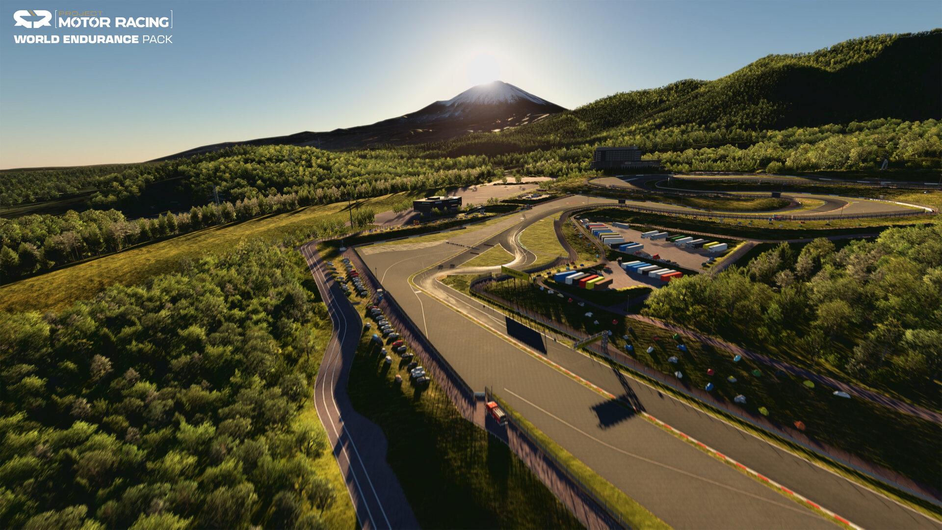 Vue aérienne de Fuji Speedway et du mont Fuji dans le Project Motor Racing World Endurance Pack
