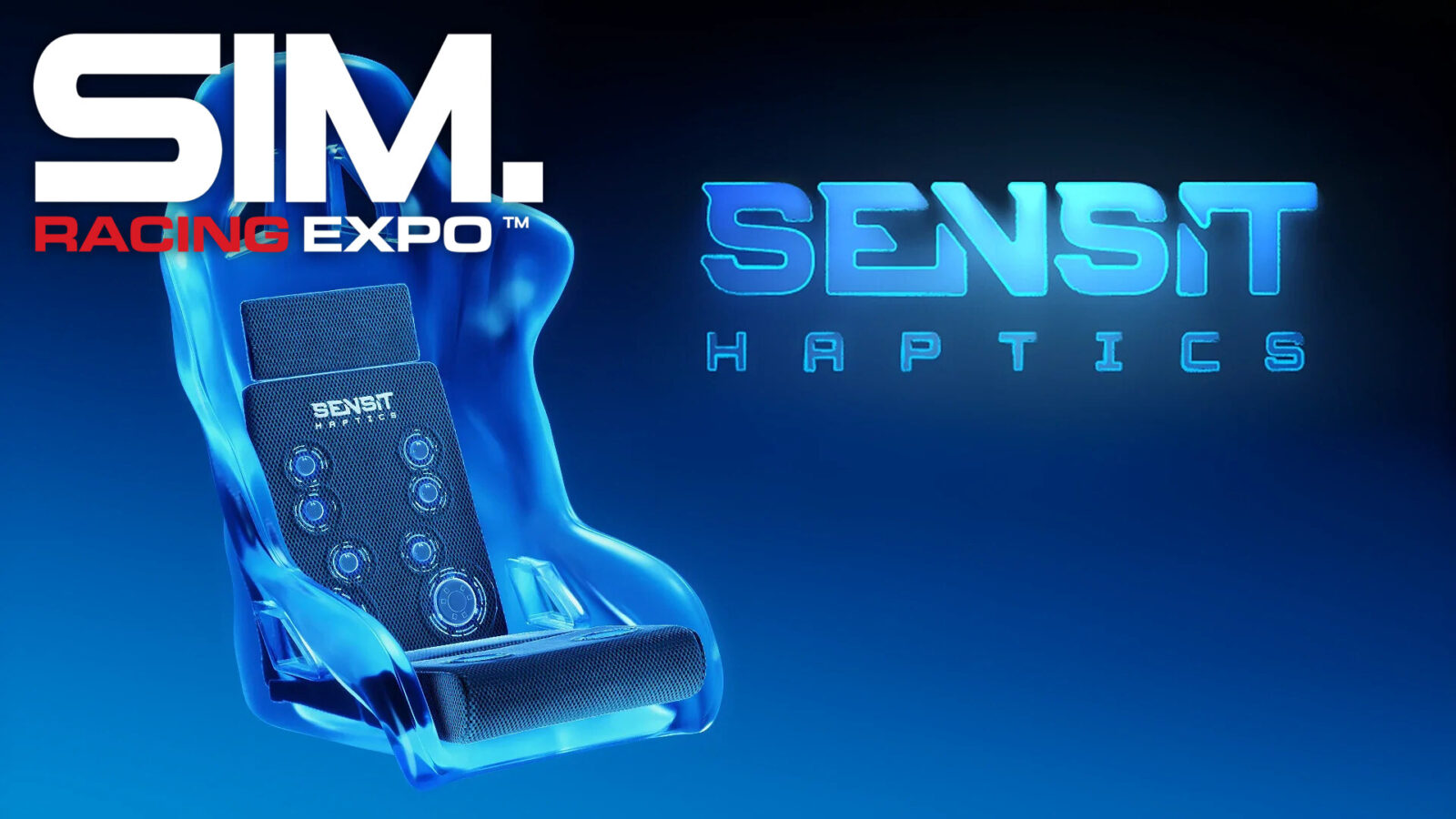 Baquet équipé du système haptique Sensit Haptics Gen3, transducteurs au dos et sous l'assise, visuel officiel