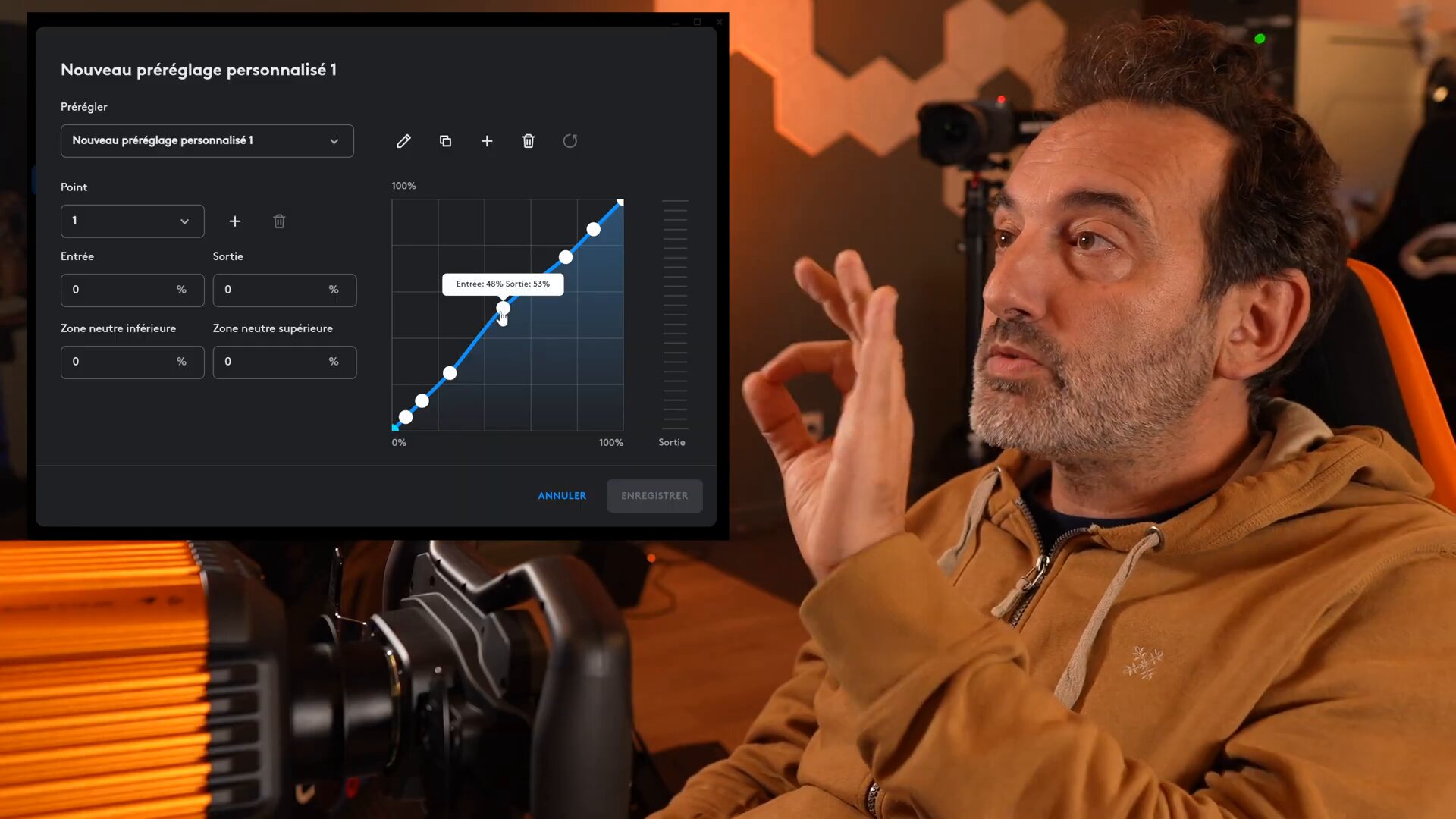 Courbe de sensibilité du frein en mode avancé dans Logitech G HUB